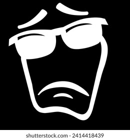 Cartoon faces. Expressive eyes and mouth, smiling, crying and surprised character face expressions. Caricature comic emotions or emoticon doodle. Isolated vector illustration icons set