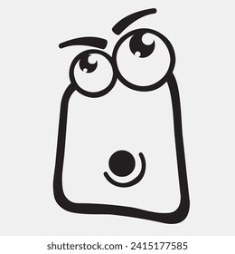 Cartoon faces. Expressive eyes and mouth, smiling, crying and surprised character face expressions. Caricature comic emotions or emoticon doodle. Isolated vector illustration icons 