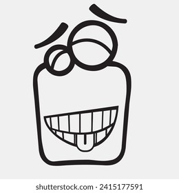 Cartoon faces. Expressive eyes and mouth, smiling, crying and surprised character face expressions. Caricature comic emotions or emoticon doodle. Isolated vector illustration icons 