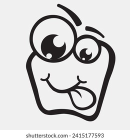 Cartoon faces. Expressive eyes and mouth, smiling, crying and surprised character face expressions. Caricature comic emotions or emoticon doodle. Isolated vector illustration icons 