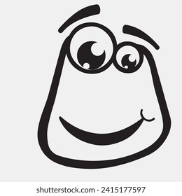 Cartoon faces. Expressive eyes and mouth, smiling, crying and surprised character face expressions. Caricature comic emotions or emoticon doodle. Isolated vector illustration icons 