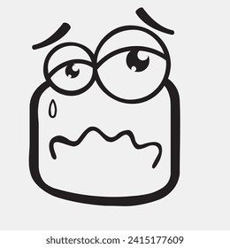 Cartoon faces. Expressive eyes and mouth, smiling, crying and surprised character face expressions. Caricature comic emotions or emoticon doodle. Isolated vector illustration icons 