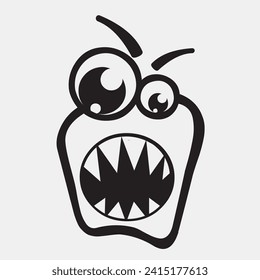 Cartoon faces. Expressive eyes and mouth, smiling, crying and surprised character face expressions. Caricature comic emotions or emoticon doodle. Isolated vector illustration icons 