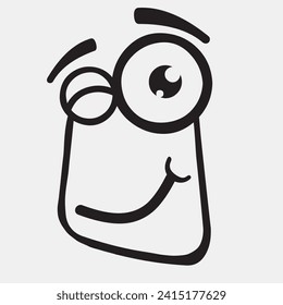 Cartoon faces. Expressive eyes and mouth, smiling, crying and surprised character face expressions. Caricature comic emotions or emoticon doodle. Isolated vector illustration icons 