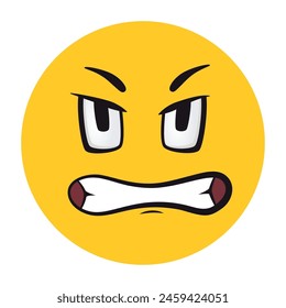 Cartoon faces. Funny face expressions, caricature emotions. Cute character with expressive eyes and mouth, vector smiley emoticon tongue emoticon