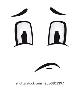 Cartoon faces. Funny face expressions, caricature emotions. Cute character with expressive eyes and mouth, vector smiley emoticon tongue emoticon