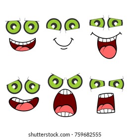 Cartoon Faces With Green Eyes