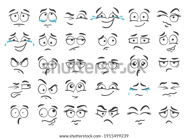 Cartoon Faces Hand Drawn Facial Expressions Stock Vector (Royalty Free ...