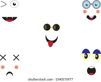 cartoon faces icon set on white background