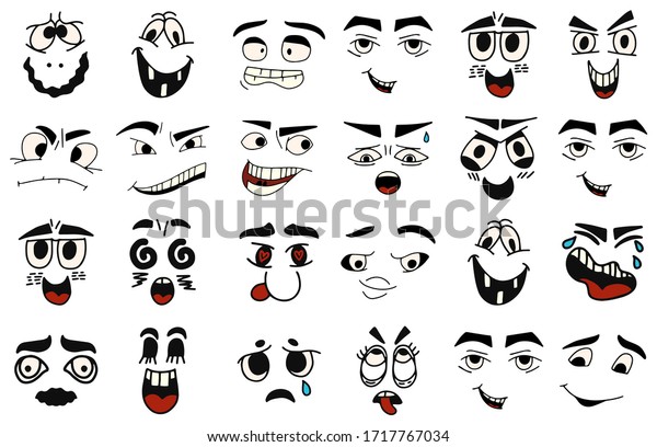 Cartoon Faces Kawaii Cute Faces Expressive Stock Vector (Royalty Free ...