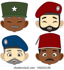 cartoon faces mix soldiers vector