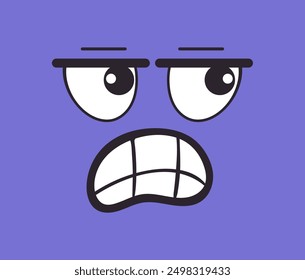 Cartoon faces with negative emotions isolated set. Vector flat graphic design illustration