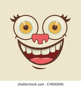 cartoon faces over beige background vector illustration