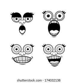 cartoon faces over white background vector illustration