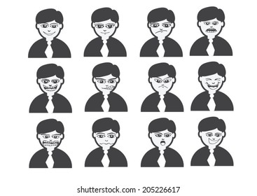 Cartoon faces Set drawing illustration