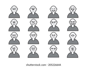 Cartoon faces Set drawing illustration