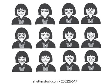 Cartoon faces Set drawing illustration