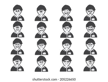 Cartoon faces Set drawing illustration