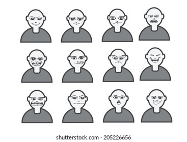 Cartoon faces Set drawing illustration