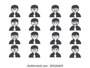 Cartoon faces Set drawing illustration