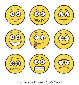 Cartoon faces set. Emoticons. 