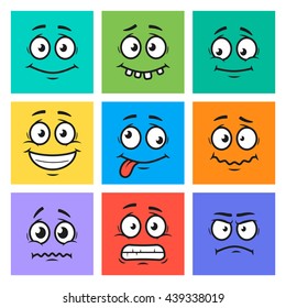 Cartoon faces set. Emotions