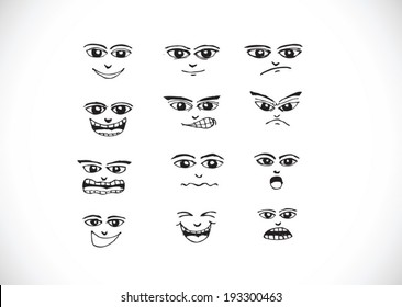 Cartoon faces Set hand drawing illustration