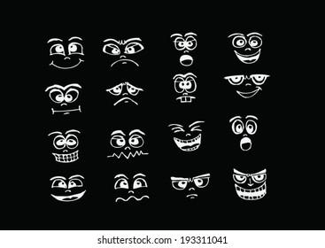 Cartoon faces Set hand drawing illustration