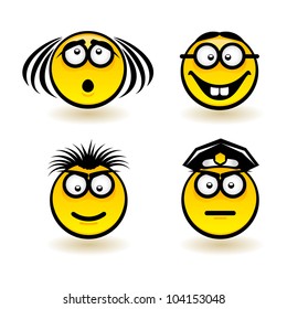 Cartoon faces. Set of second. Illustration of designer on white background