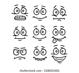 Cartoon faces set stock illustration