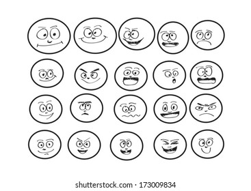 Cartoon faces Set Vector art illustration