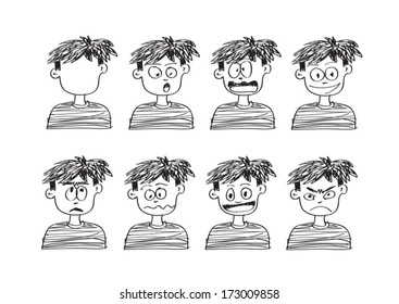 Cartoon faces Set Vector art illustration