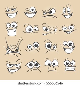 Cartoon faces set vector illustration