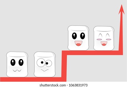 cartoon faces sit on different red branches of the same graphic