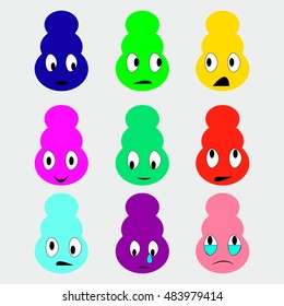 Cartoon faces smiley set good little monsters