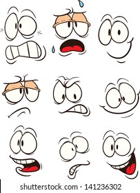 Cartoon faces. Vector clip art illustration. Each on a separate layer.