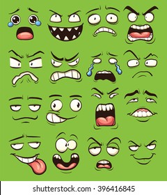 Cartoon faces. Vector clip art illustration with simple gradients. Each on a separate layer. 