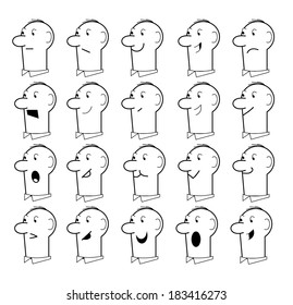 Cartoon faces, vector illustration