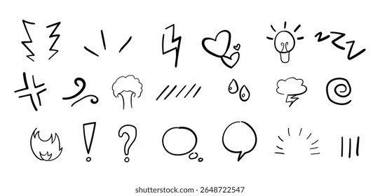 Cartoon Facial Expression Doodle Icon Pack — Handwritten Style Emoticon Collection