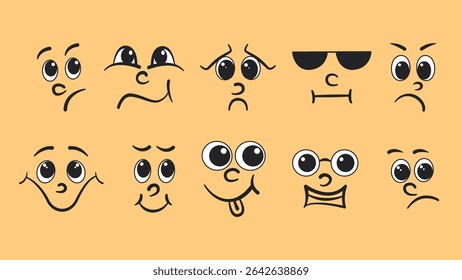 Cartoon facial expressions with different emotions