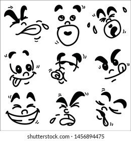 Cartoon facial expressions set. vector illustration.