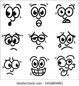 Cartoon facial expressions set. vector illustration.