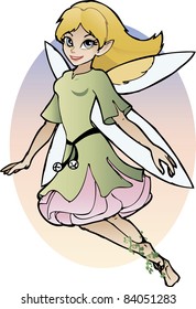 Cartoon fairy girl flying