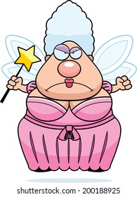 A cartoon fairy godmother with an angry expression.