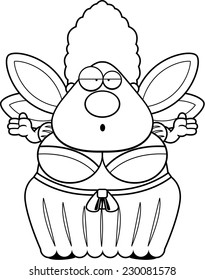A cartoon fairy godmother with a confused expression.