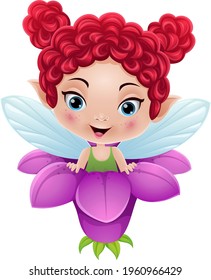 Cartoon fairy inside the flower