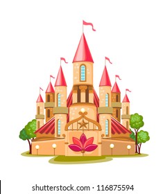 Cartoon fairy tale castle icon