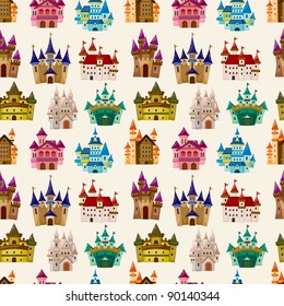 cartoon Fairy tale castle seamless pattern