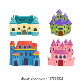 Cartoon fairy tale castle tower icon