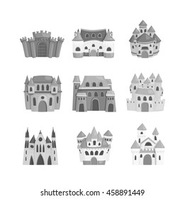 Cartoon fairy tale castle tower icon